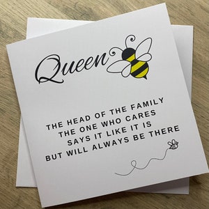 Head of the Family Bee Card, Mom Birthday Card, Nan Card, Grandmother, Grandma Card, Nan Gift