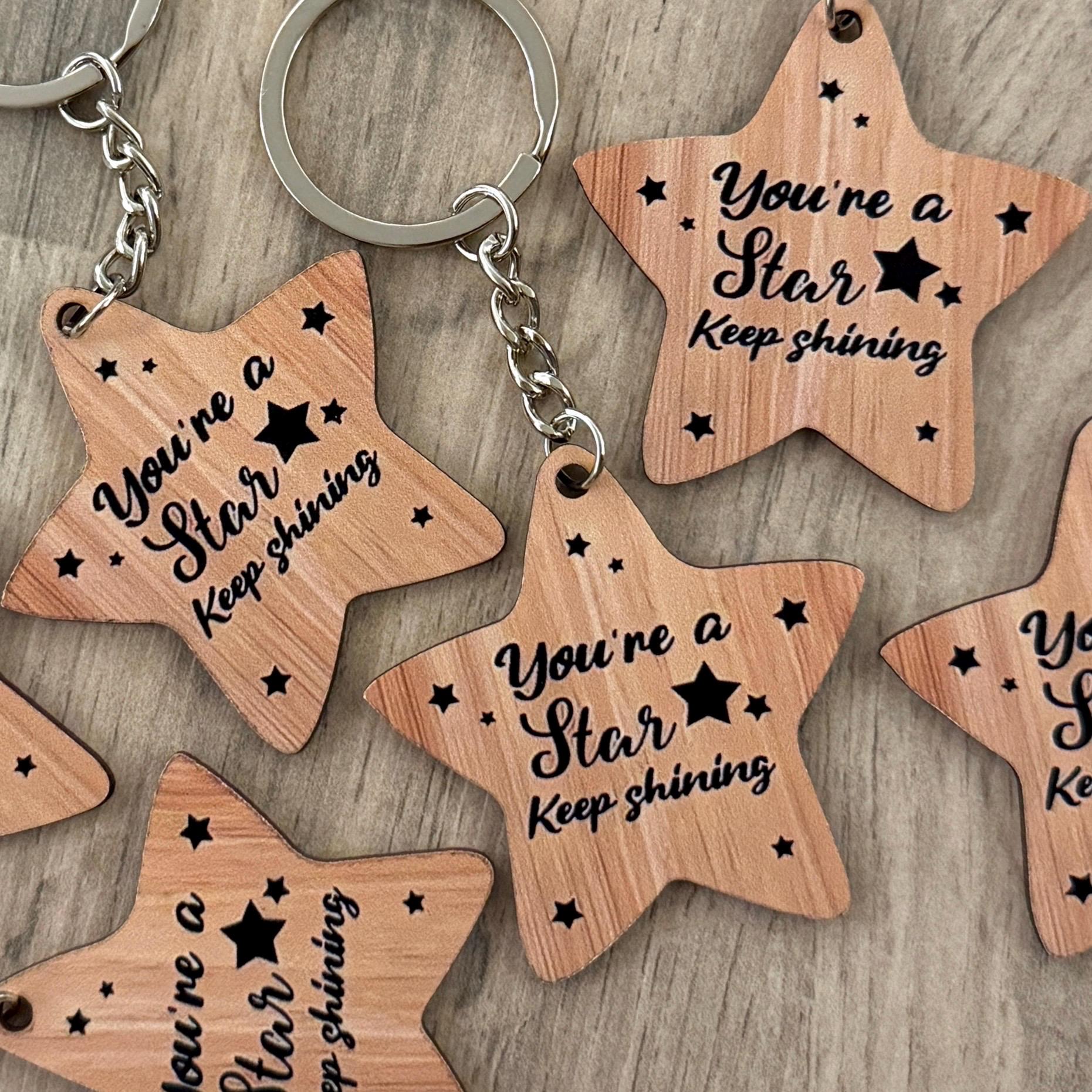 Wooden Star Keyring – “you're a Star, Keep Shining” Gift - Etsy Canada