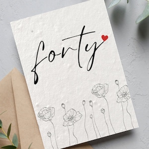 40th Birthday Card, Big 40 Birthday, Forty Birthday Card, Fortieth Birthday Gift, Card for Her, Sister, Friend Birthday