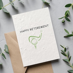 Plantable Retirement Card for Golfer, Golf Card, Male Retirement Card, Card for Gardener, Grandad, Dad Retirement, Colleague