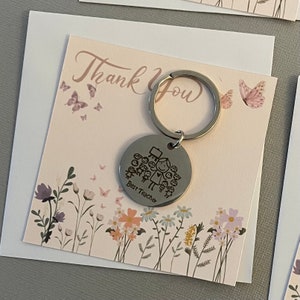 Best Teacher Keyring, Teacher Bag Charm on Cute Handmade Card, Thank you Teacher, Thank You Teacher Card