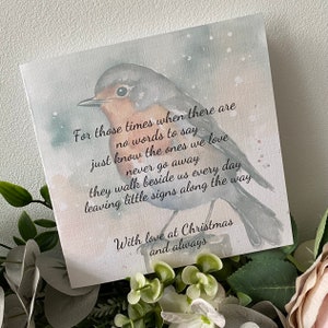 Sympathy Robin Poem Christmas Card, Sympathy Robin Personalised Watercolour Card, Christmas Scene Hand Painted Card, Memory Card