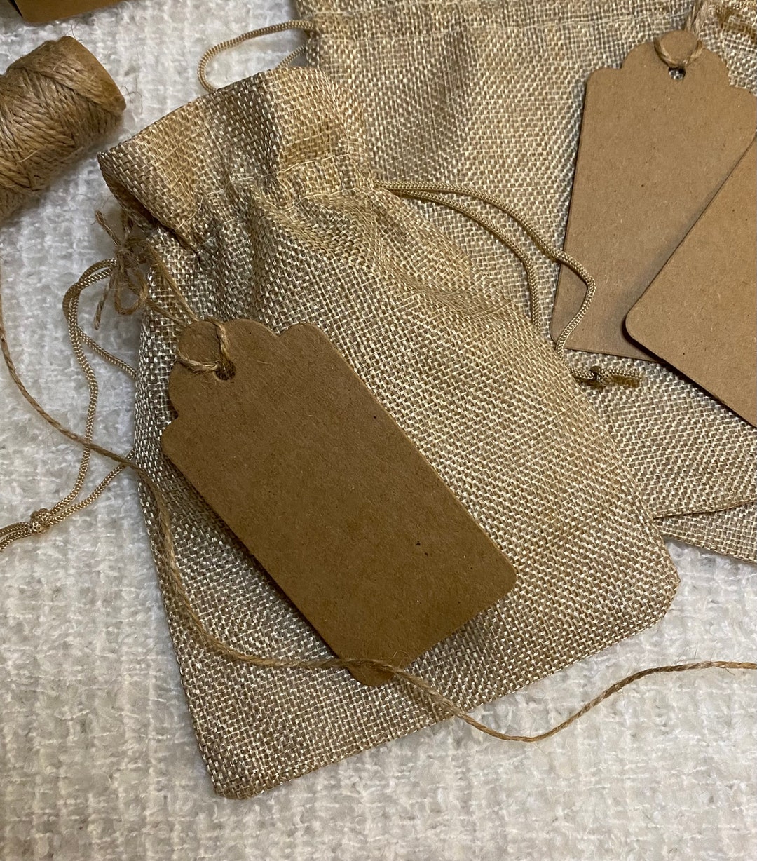 Hessian Tie Gift Bag and Kraft Gift Tag Favour Bags 13 X Etsy