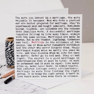 Wedding Day Quotes Card, Wedding Print, Congratulations on your Wedding Day, Marriage Card, To The Happy Couple Gift