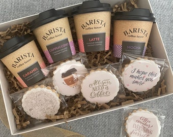 Personalised Coffee & Biscuits Gift Box, Coffee Hamper, Coffee Lover Gift Set, Flavoured Coffee, Personalised Biscuits