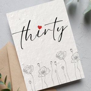 Personalised 30th Birthday Card, Big Birthday, Thirty Birthday Card, Thirtieth Birthday Gift, Card for Her, Sister, Friend Birthday