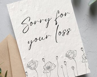 Sorry For Your Loss Sympathy Card, Plantable Seed Card, Thinking of You, Greeting Card, Grief Card