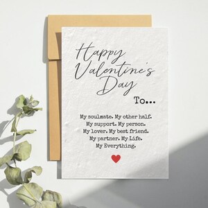 Poem Valentines Day Card, Romantic Valentines Card, Plantable Seed Card, Heart Valentines Day Card for Husband or Wife, Girlfriend Boyfriend