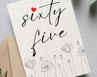 65th Birthday Card, Dad 65th Birthday, Mom 65th Card, Mom Birthday Card, Card for Her, Sister, Friend, Mom Birthday Card