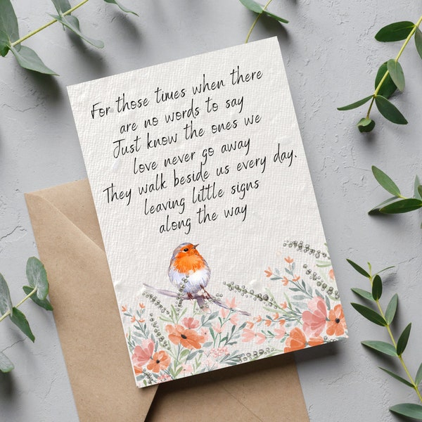 Little Robin Sympathy Card and Memory Keepsake Gift, Plantable Wildflower Seed Card, Bereavement Gift, Sorry For Your Loss, Sympathy