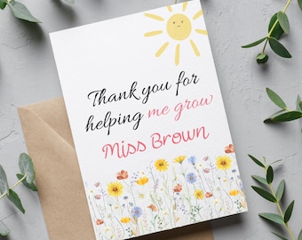 Personalised Thank You Teacher & Primary School Card, Thank you Nursery Card, Thank You Teacher, Card for Preschool Leaver, Nursery Teachers