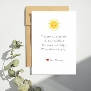 Mommy Birthday Card, Card for Mommy from Toddler, Child, Special Memory Nursery Rhyme Card