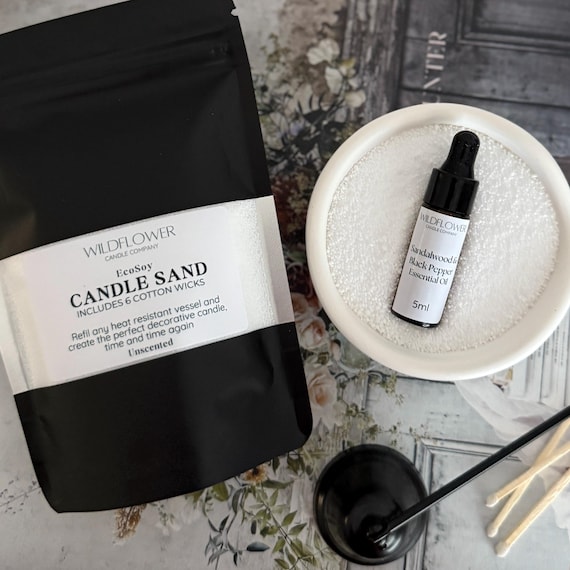 Eco-Friendly Candle Sand Refill Kit – Includes Free Cotton Wicks and add Signature Scents | DIY Candle Making Gift Set, White Home Decor