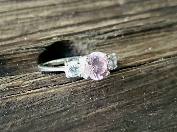 Vintage 1990's, 3 Stone, Pink Ice, Sterling Silve… - image 2