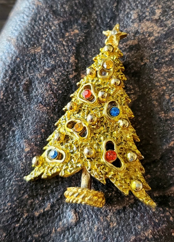 Vintage 1960's, Signed ART, Christmas Tree Brooch… - image 6