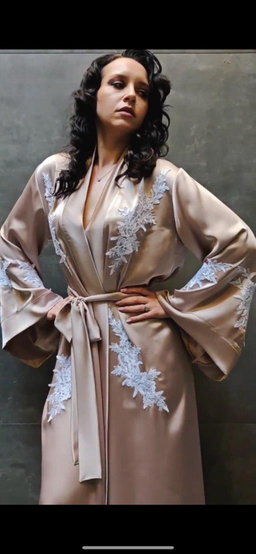 Etsy Satin Robe Luxury Satin Bridal Robe With Lace – Long Elegant Wedding Dressing Gown ...