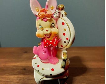 Vintage Arnart Pink Bunny Figur: Anthropomorphes Keramik Sammlerstück