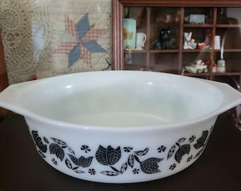 Cazuela vintage PYREX “Black Tulip” #043 de 1,5 cuartos de galón SIN tapa
