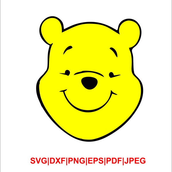 Winnie the Pooh svg, Winnie Pooh Face svg, Winnie Cricut file, Winnie Files for Cricut or Silhouette Printable file Clipart, pdf, dfx, eps