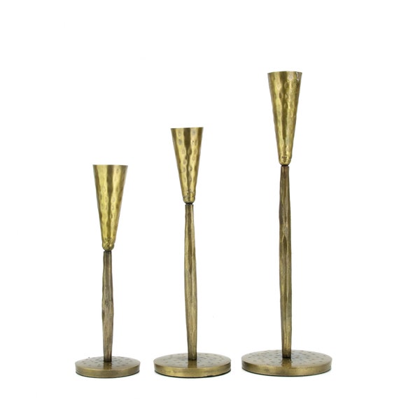 Rustic Handmade Candle Holders set of 3 for Taper Candle,Decorative Metal candlestick holder for Dinning, party, fits 3/4 inch Thick Candles