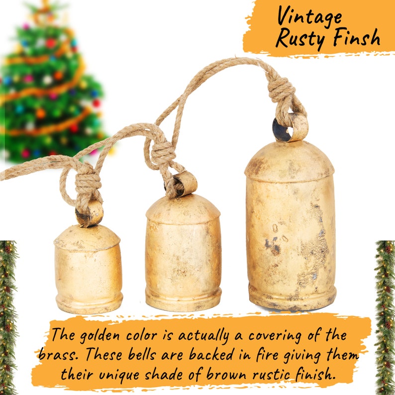 Rustic Cow Bell Christmas Ornament Set: Shabby Chic Holiday Decor - Etsy