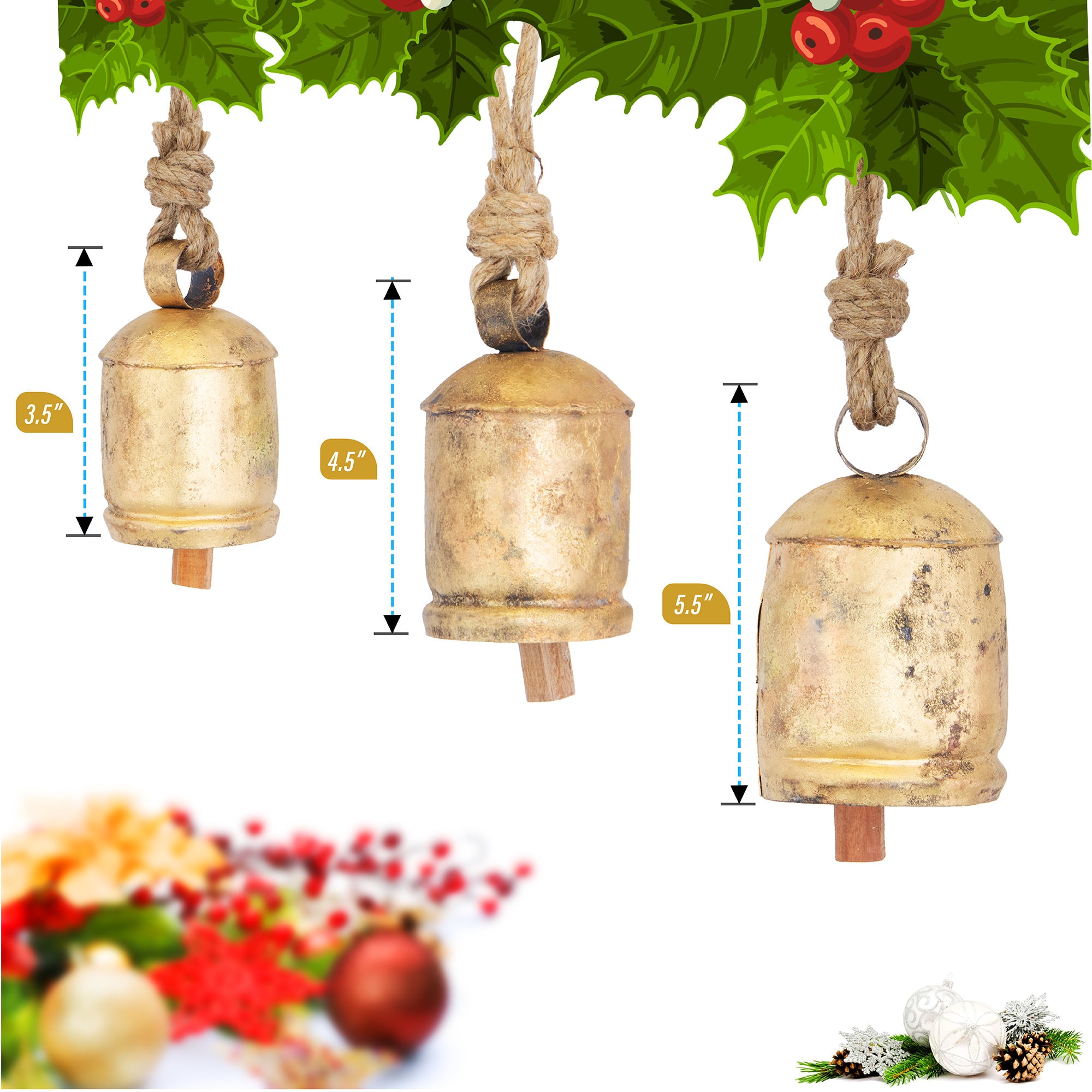 Set Mit 3 Vintage-Glocken - Rustikale Weihnachtsdekoration Mit Harmonischem Klang