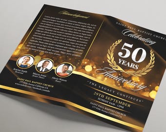 Church Anniversary Program | Pastor Appreciation Program | Pastoral Anniversary Event | Black & Gold | DIY Canva Church Program Template