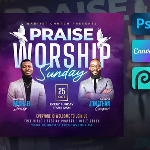 Church Flyer Template For Canva & Photoshop. DIY Church Conference Flyer, Digital Church Service Flyer, Poster, Social Media, Instagram