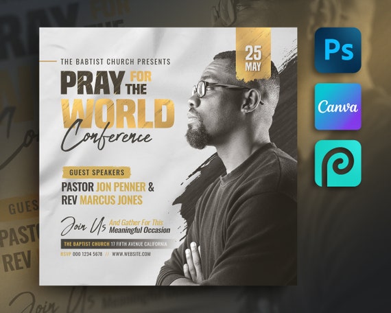 Church Flyer Template For Canva Photoshop PhotoPea DIY Etsy Espa a