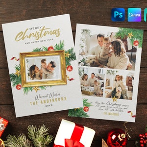 Modèle de carte photo de Noël pour Canva & Photoshop, collage photo de Noël bricolage, collage photo de carte de vacances, médias sociaux, Instagram