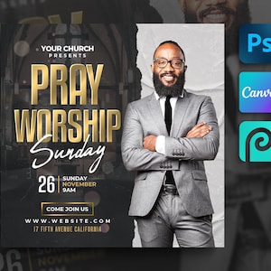 Church Flyer Template For Canva & Photoshop. DIY Church Conference Flyer, Church Service Flyer, Poster, Social Media, Instagram, Facebook