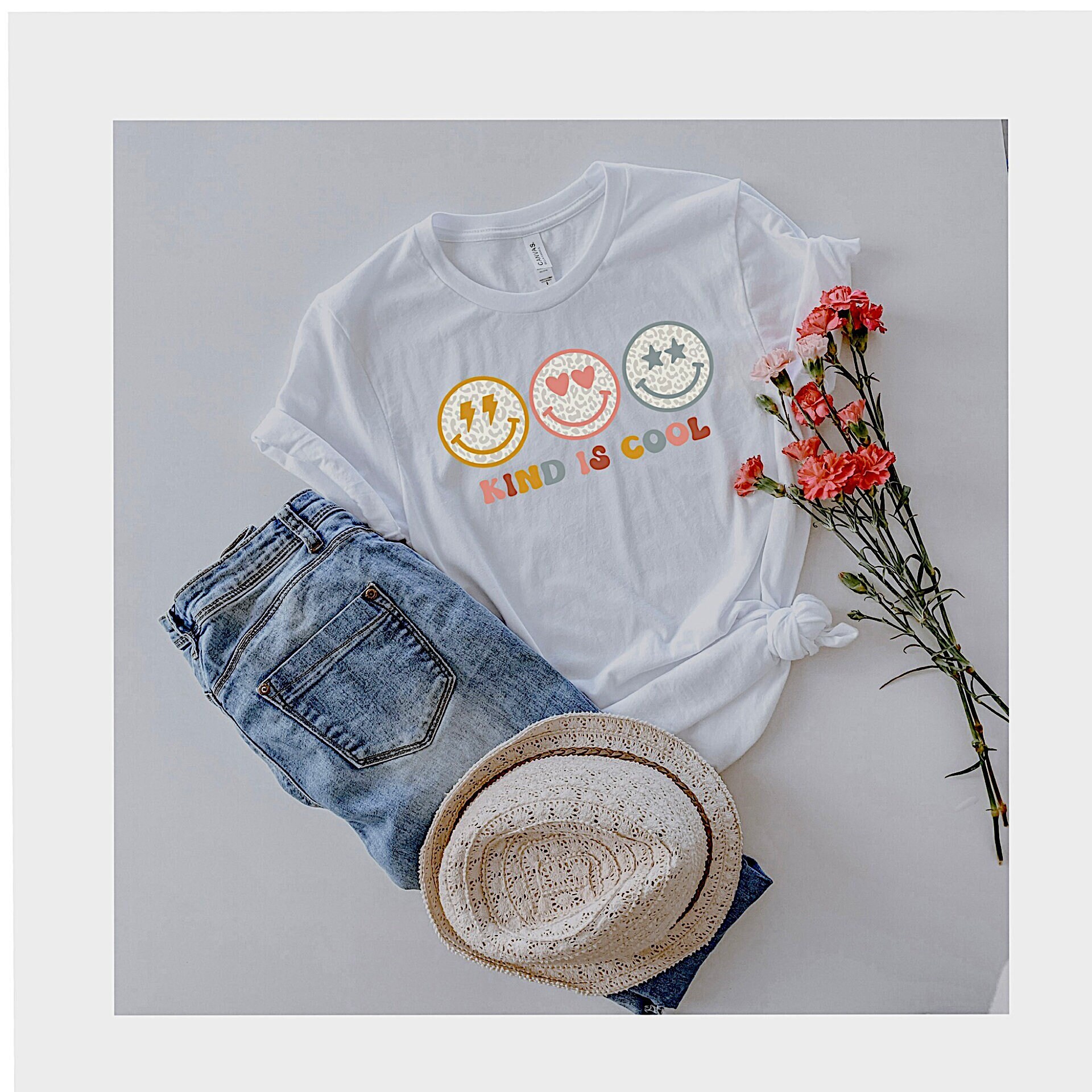 Kind is Cool T-shirt,Women T-shirt,Positive Quote, Unisex Shirt, Kindness T-shirt, Kind Tee-Retro Smiley Face Shirt