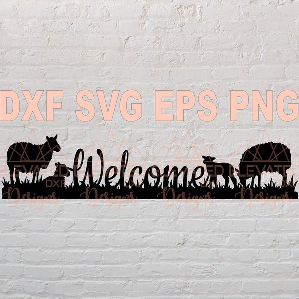 Sheep Welcome Sign DXF, Sheep Silhouette SVG, CNC Cut Files, Country Welcome Signs, Outdoor Décor ideas, Vinyl decal,...(Digital Files Only)