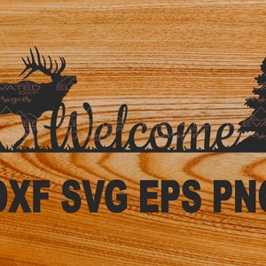 Elk Welcome Sign DXF, Elk SVG, Rustic Welcome Sign, CNC Cut Files, Elk Vinyl Decal, Welcome Décor, Elk Silhouette, ... (Solo archivos digitales)