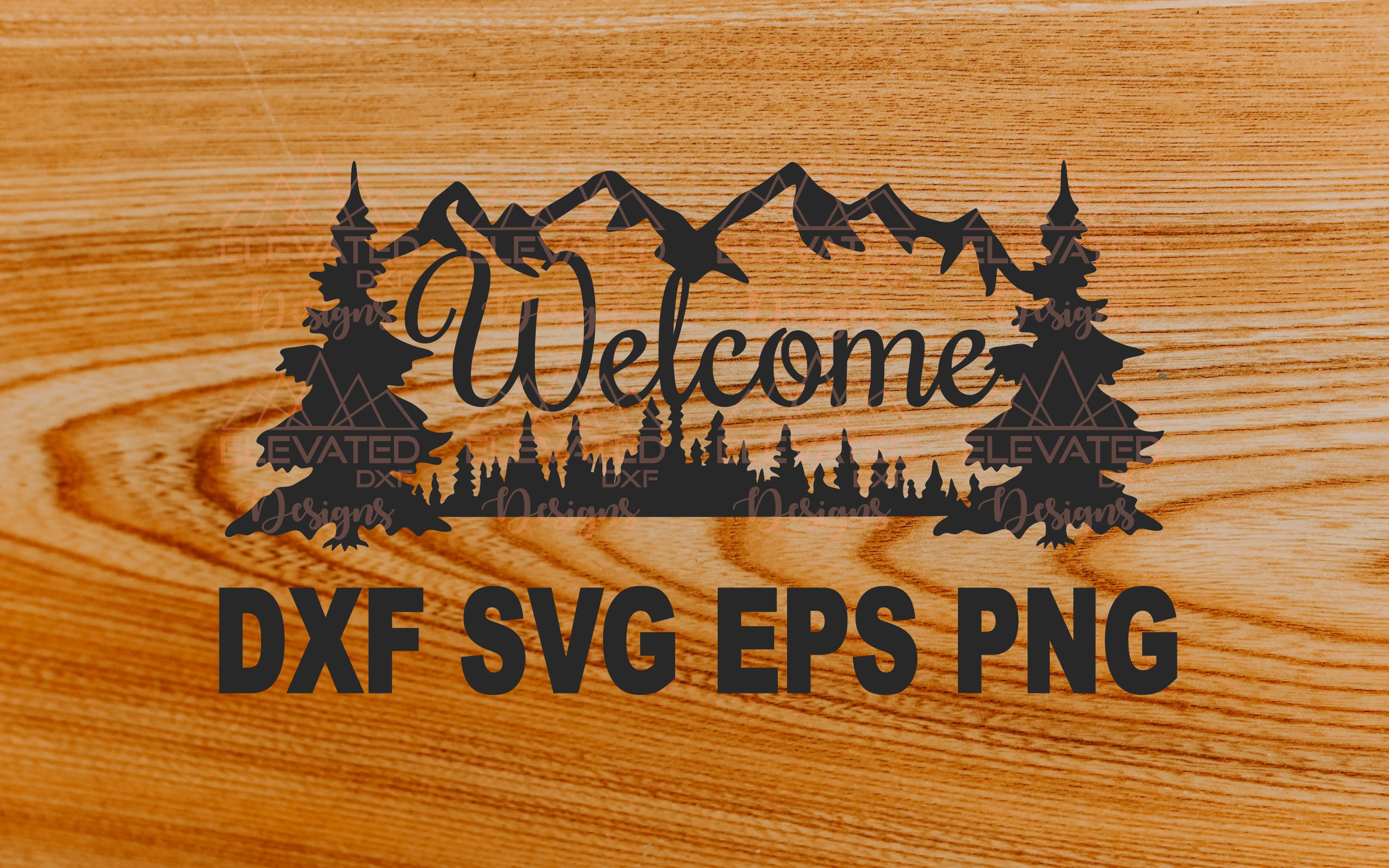 Welcome Mountain Scene DXF, Mountain and Tree Scene SVG, Mountain Scene Silhouette, CNC Cut Files, Outdoor décor ideas..(Digital Files Only)