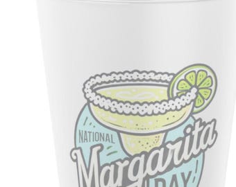 Vaso de pinta esmerilado para el Día Nacional de la Margarita: vaso divertido para amantes de las margaritas, ¡perfecto para los fanáticos del tequila y los cócteles! 16 oz / Fiestas, regalos, artículos de bar