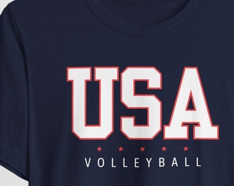 Volleyball T-Shirt with Stars and USA- Perfect USA Sport Gift for Fans and Athletes. Wear with Pride. Great Warm-up Shirt. Bump Set Spike!