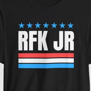 RFK Jr. T-Shirt - Robert Kennedy Jr with &quot;RFK JR&quot; and Custom Flag Design - Election 2024 - Perfect Gift for Supporting Kennedy