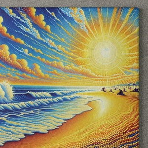 Beach Scene Glass Cutting Board for Beach Sun Surf Lovers | Brighten up your Kitchen | Gift for Friend Spouse Yourself | Artsy for Display