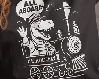 All Aboard! Steam Train Shirt- C.K. Holliday Steam Engine Tee- Retro Park Railroad Ride- Fun Shirt Gift for Dino Diorama Fans & Train Lovers