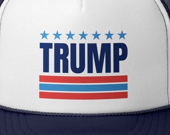 Donald Trump Trucker Hat - Custom "TRUMP" and Flag Design, Low Profile Design Baseball Cap for Trump Election and Campaign