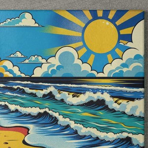 Beach Scene Glass Cutting Board Beach Sun Surf Lovers | Brighten up your Kitchen | Gift for Friend Spouse Mom Yourself | Artsy for Display