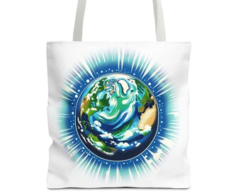 Earth Day Tote Bag – Pop Art Earth Canvas Bag with Vibrant Globe Design – Celebrate Sustainability in Bold, Eye-Catching Style Reusable