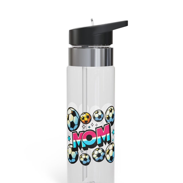 Vibrant MOM Soccer Sport Bottle - Perfect Gift for Soccer Moms Mother's Day, 20 oz, Unique Pop Art Style