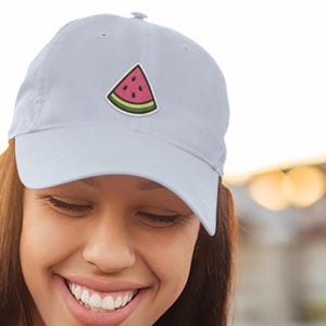 Tutti Fruitti Embroidered Watermelon Dad Hat- Eye-Catching Minimal Design, Colorful Bright Refreshing Stylish Hat for Any Season or Outfit