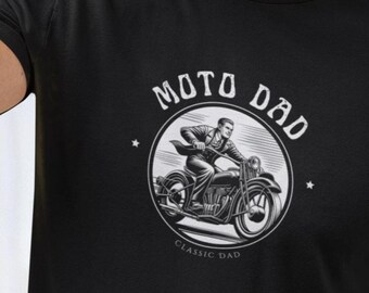 Moto Dad Retro T-Shirt- Classic Father's Day Gift for Motorcycle-Loving Dads and Stepdads Who Rode Back in the Day- Vintage Biker Dad Shirt