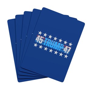 Cartes à jouer de poker Trump Inauguration - « 45 TRUMP 47 » avec des étoiles et des rayures - Cadeau de déclaration politique pour ses supporters ou pour soi-même