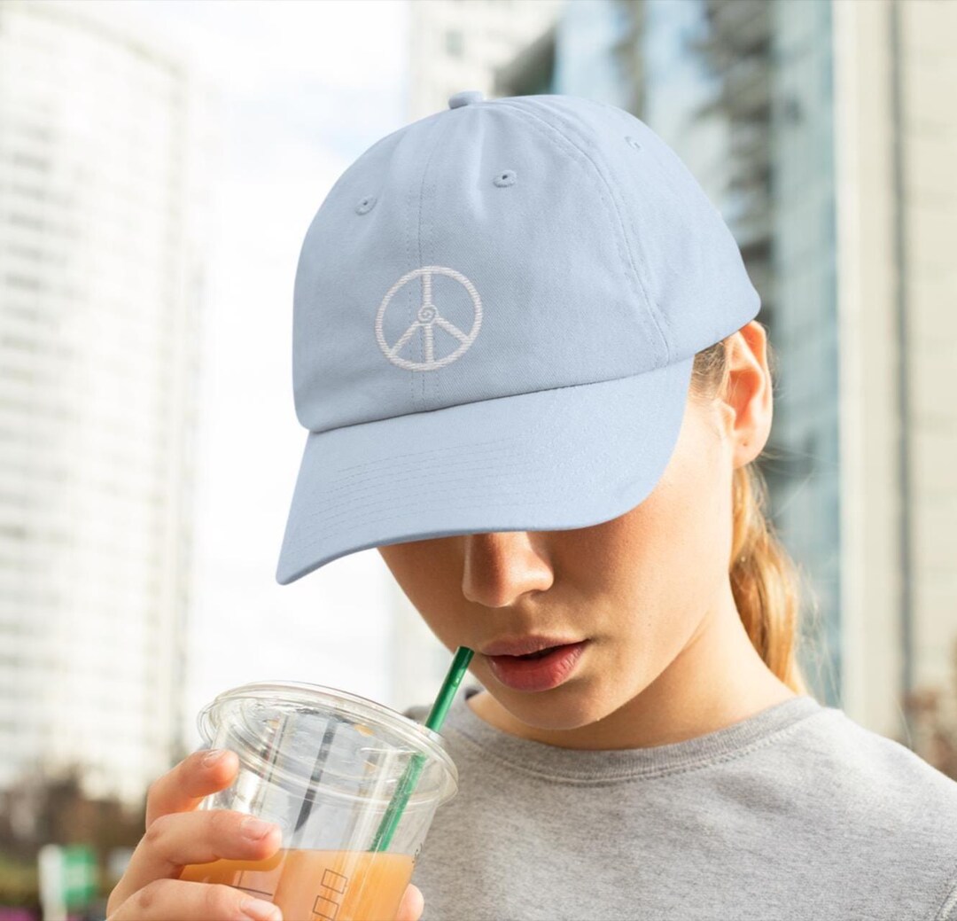 Peace Sign Caps Spiral Peace Sign Embroidered Dad Hat- Minimalist Unisex Baseball Cap ...