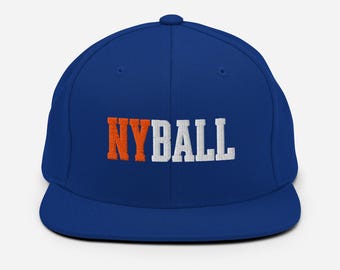 NY BALL Snapback Hat Championship Basketball Fan Gift Classic Flat Bill Cap Game Day Streetwear Style Puff Embroidered