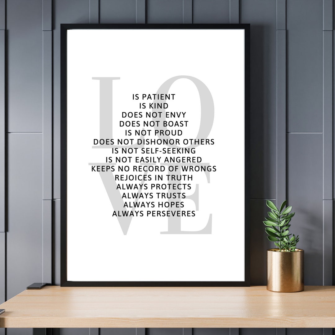 Love is Patient Printable, Word Art Printable, Wall Art Digital ...